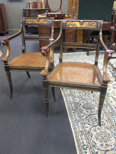 Lot 432 - A pair of carver armchairs in the style of...