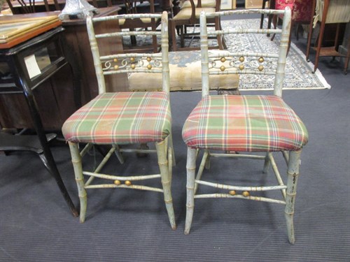 Lot 455 - A pair of late Regency faux bamboo green...
