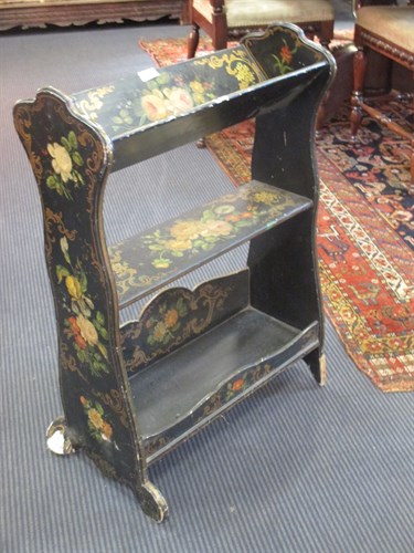 Lot 399 - An early 20th century ebonised and floral...