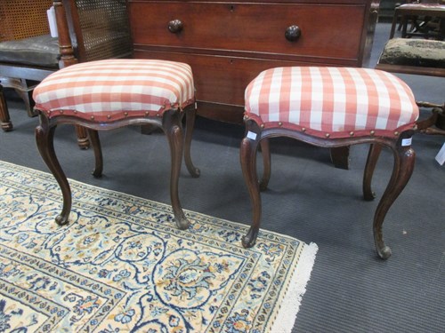 Lot 418 - A pair of mid 19th century French walnut stool...