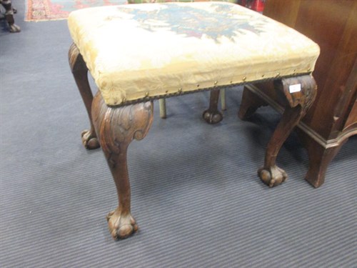 Lot 463 - A George III style upholstered stool with...