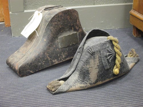Lot 94 - A late 19th century naval bicorn hat in tin box