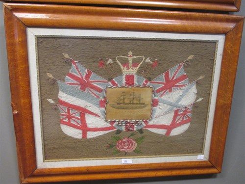 Lot 266 - A Victorian woolwork picture of HMS Captain,...