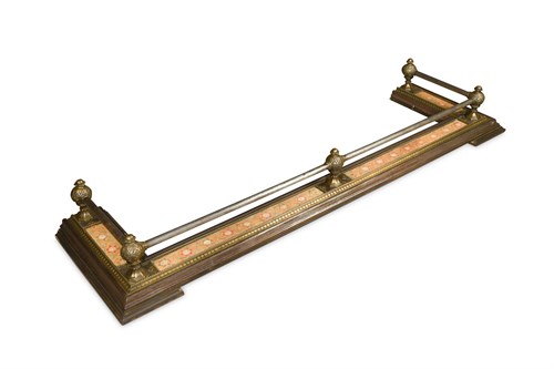 Lot 466 - An aesthetic movement steel and brass rail fender