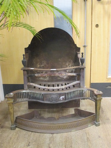 Lot 388 - A 19th century brass and iron firebasket