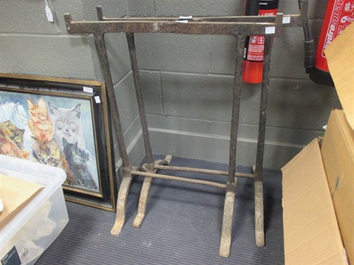 Lot 477 - A pair of 19th century iron trestle ends, 74cm...