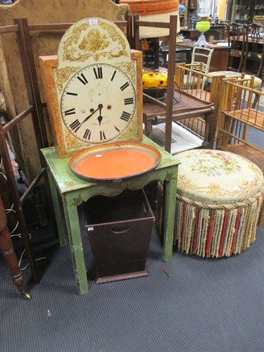 Lot 453 - A needlework circular stool, a 1920's green...