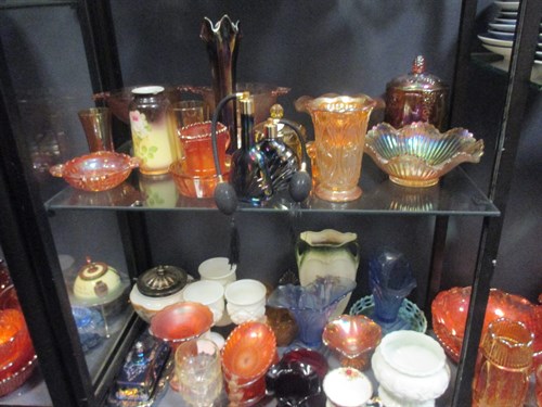 Lot 74 - Collections of coloured carnival glass and...