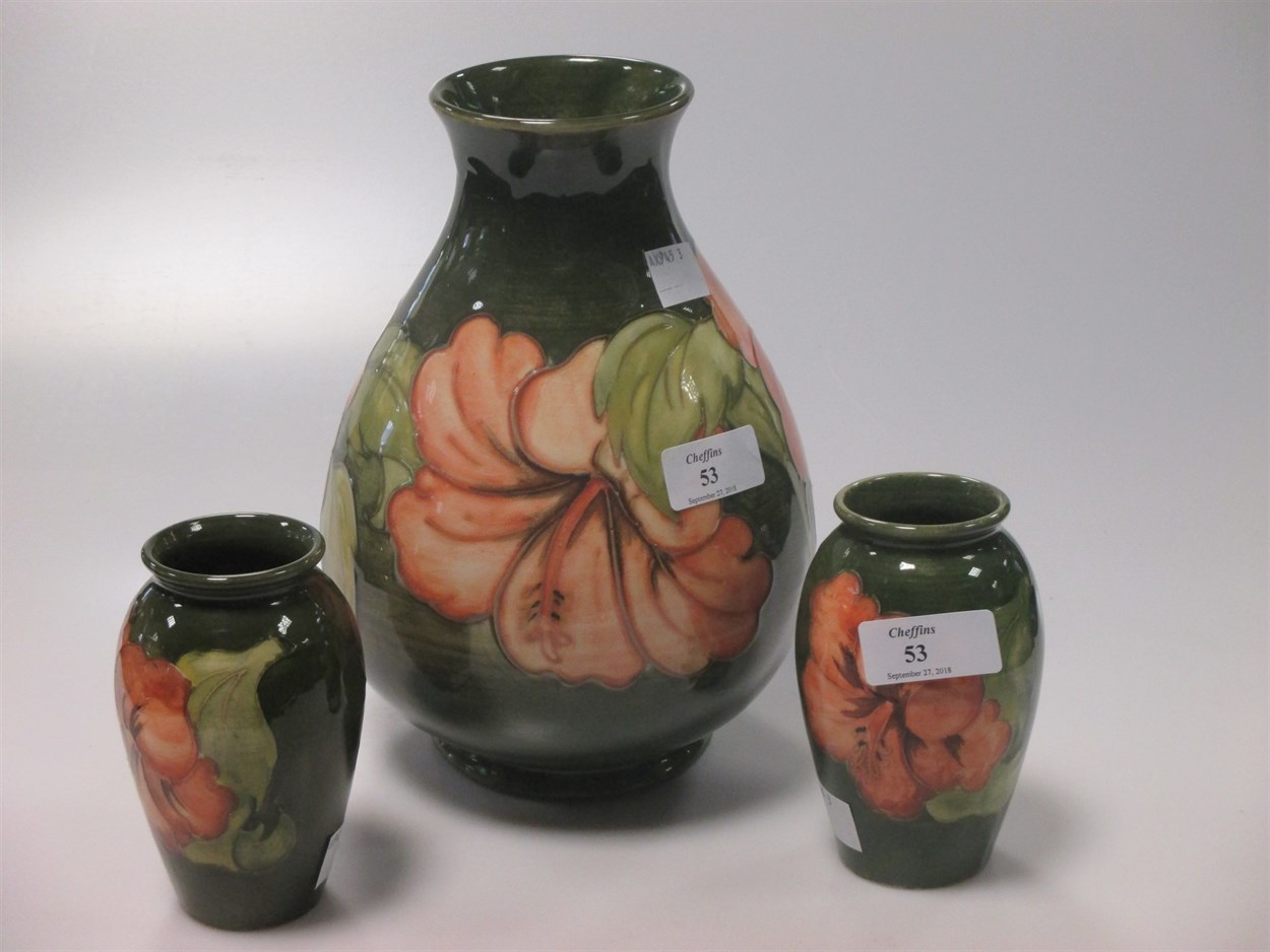 Lot 53 - A William Moorcroft vase and two smaller...