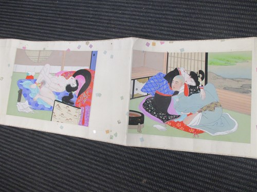 Lot 136 - A Japanese erotic shunga scroll