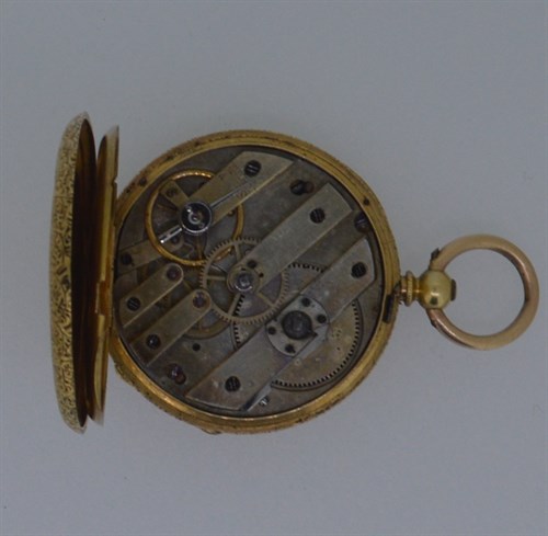 Lot 168 - An unsigned continental open faced pocket watch with accompanying Albertina chain