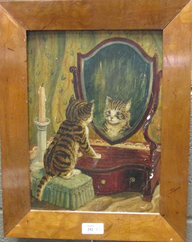 Lot 292 - Seven various oils on canvas, mostly of cats...
