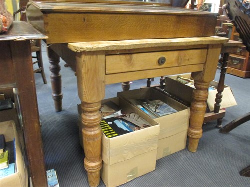 Lot 465 - A pine kitchen table with one drawer, 76 x 119...