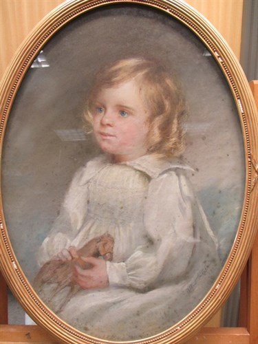 Lot 284 - Alfred Hitchens, RA, Portrait of a boy, pastel,...