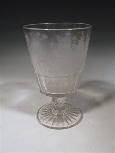 Lot 12 - A mid-19th Century goblet, engraved with roses,...