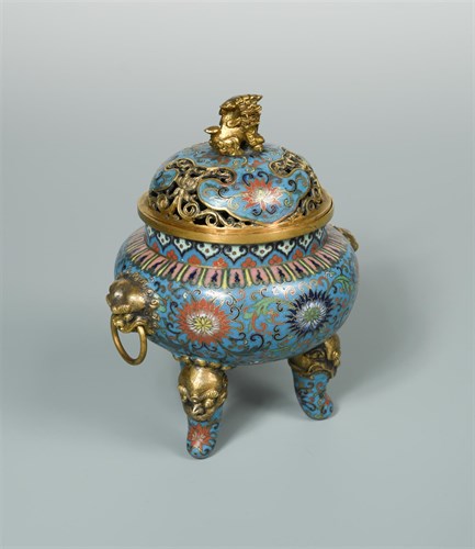 Lot 297 - A 19th or 20th century cloisonne enamel censer and cover