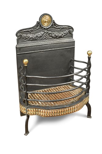 Lot 463 - A 19th century brass mounted cast iron fire basket