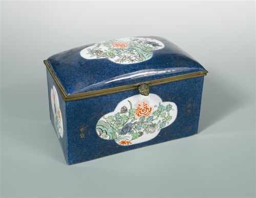 Lot 28 - A late 19th century porcelain and metal mounted casket