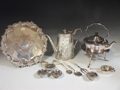 Lot 222 - A silver plated tea kettle and stand together...