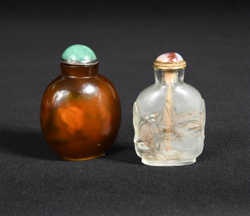 Lot 302 - Two 19th century interior painted snuff bottles and stoppers