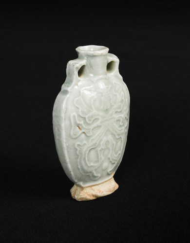 Lot 38 - A small late Yuan dynasty celadon bottle flask