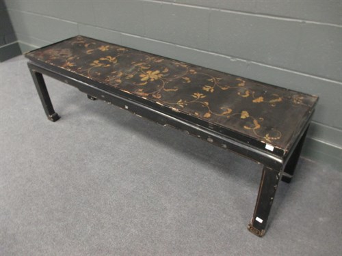Lot 348 - A black chinoiserie and ebonised coffee table,...