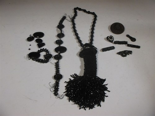 Lot 146 - A collection of black mourning jewellery...