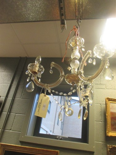 Lot 429 - A 1950's glass eight branch chandelier...