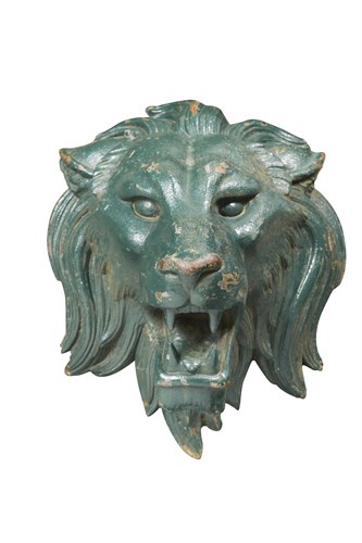 Lot 302 - A large 19th century cast iron lion mask door mount
