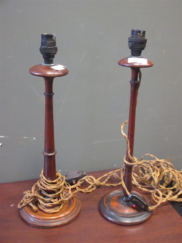 Lot 359 - A pair of treen Wig Stands converted as table...