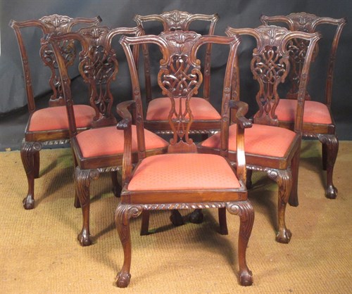 Lot 375 - A set of eight George III style carved...