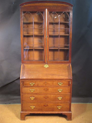 Lot 356 - A George III mahogany bureau bookcase with...