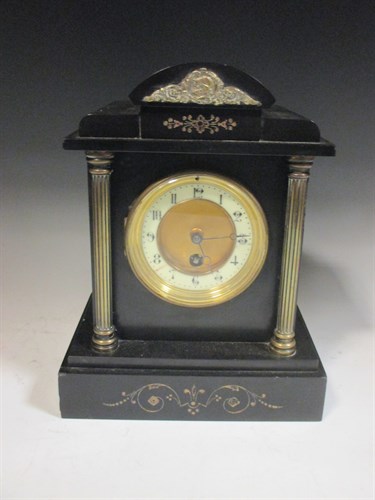 Lot 101 - A late 19th century French black marble cased...