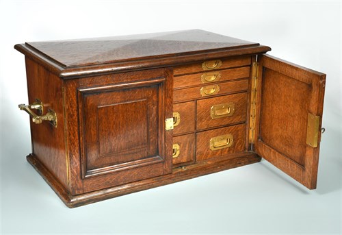 Lot 313 - A Victorian oak smoker's or collector's cabinet