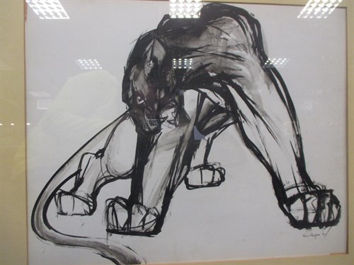 Lot 236 - R Ruijem? , study of a Lion, pen and ink,...