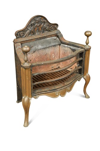 Lot 465 - A neo-classical patent cast iron and brass mounted fire grate