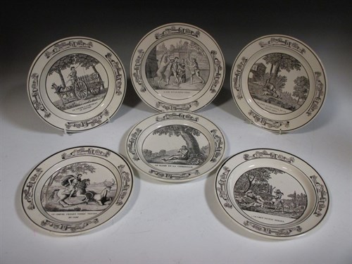 Lot 6 - A set of six 19th century French creamware plates by Montereau