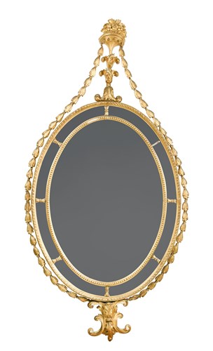 Lot 406 - A 19th century carved gilt frame oval wall mirror