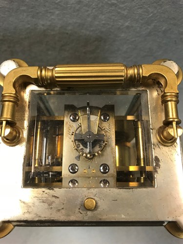 Lot 368 - A 19th century French gilt brass and silver plated repeating carriage clock