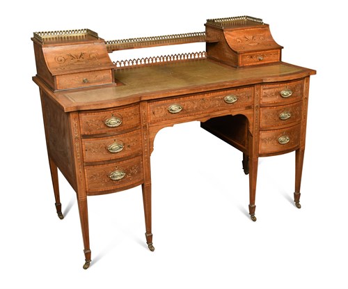 Lot 455 - A late 19th century mahogany and inlaid lady's writing desk