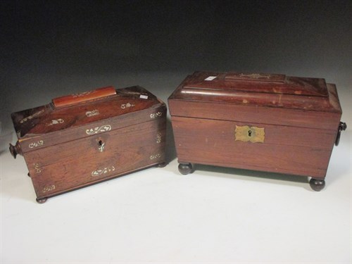 Lot 97 - A Victorian rosewood tea caddy and another (2)