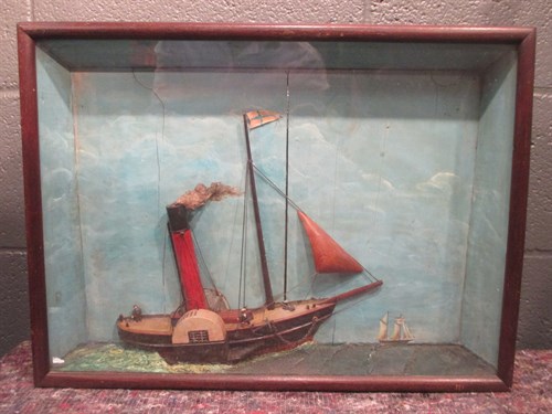 Lot 116 - A 19th century diorama of a sailing ship, in a...