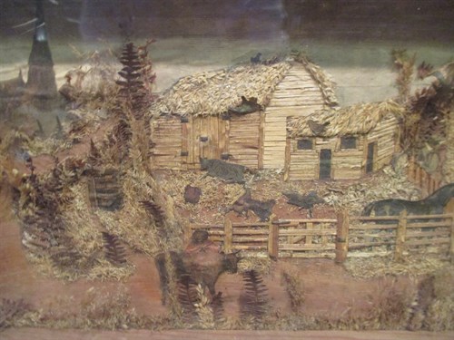 Lot 117 - A Victorian decoupage and straw diorama of a...