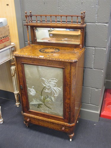 Lot 338 - A Victorian walnut and inlaid side cabinet,...