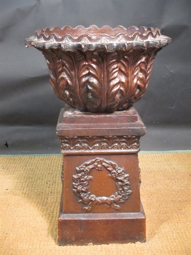 Lot 417 - A 19th century saltglazed stoneware pedestal...