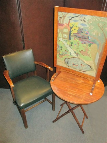 Lot 373 - A Deco oak folding table/screen, a mid-century...