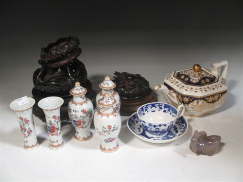 Lot 24 - A Spode 19th century teapot, a pair of Sampson...