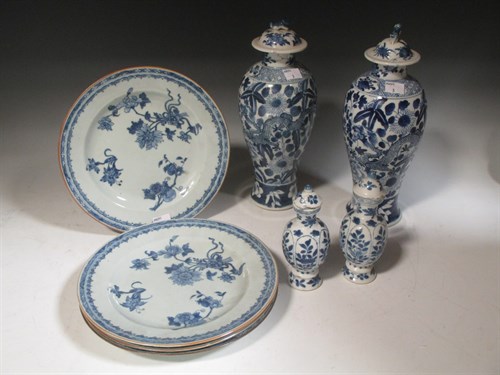 Lot 18 - Four Chinese blue and white late 18th century...