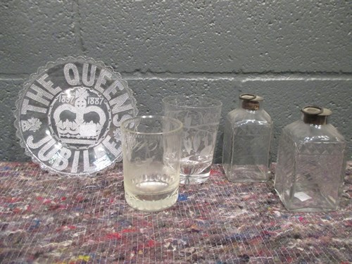 Lot 37 - A 19th century memorial glass, etched with a...