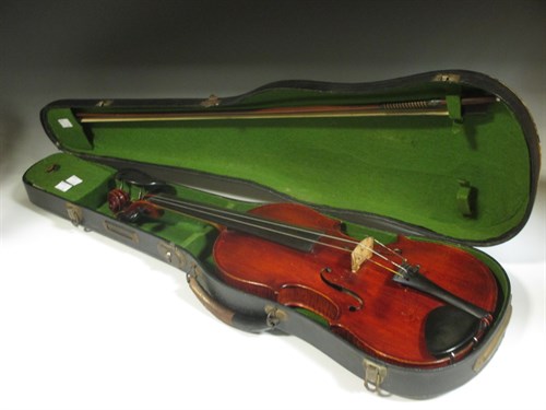 Lot 45 - A cased violin and bow by Louis Ramus